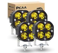PICAA Yellow 3INCH 40W Led Pods LED Driving Lamp Spot Cube Lights Bar for Off Road Ford Truck Boat Pickup ATV UTV Forklift SUV Motorcycle Fog 12V 24V Scooter Tractor RV Bike Motor (Pack of 4)
