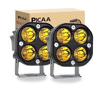 PICAA Yellow 3INCH 40W Led Pods LED Driving Lamp Spot Cube Lights Bar for Off Road Ford Truck Boat Pickup ATV UTV Forklift SUV Motorcycle Fog 12V 24V Scooter Tractor RV Bike Motor (Pack of 2)