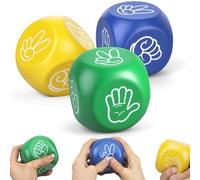 Picabika 3 Pcs Foam Squeeze Dice Cube for Kids Adults Toddlers, Portable Soft Slow PU Ball with 6 Sided for Finger-guessing game, Perfect Prize Gift for Birthday