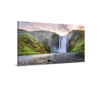 PICANOVA - Canvas Print 100x50 cm - Canvas Art Print Wall Art - Wall Decor Picture Stretched on Wooden Frame - Iceland Skogafoss Waterfalls Collection