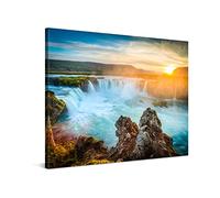 PICANOVA - Canvas Print 100x75 cm - Canvas Art Print Wall Art - Wall Decor Picture Stretched on Wooden Frame - Iceland Godafoss Waterfalls Collection