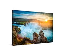 PICANOVA - Canvas Print 120x80 cm - Canvas Art Print Wall Art - Wall Decor Picture Stretched on Wooden Frame - Iceland Godafoss Waterfalls Collection