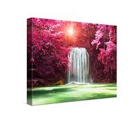 PICANOVA - Canvas Print 40x30 cm - Canvas Art Print Wall Art - Wall Decor Picture Stretched on Wooden Frame - Thailand Erawan Park Waterfall Waterfalls Collection