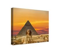 PICANOVA - Canvas Print 40x30cm - Sphinx Pyramid Egypt - Canvas Art Print Wall Art Decor Picture Stretched on Wooden Frame as Gallery Artwork