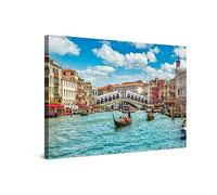 PICANOVA - Canvas Print 60x40cm - Rialto Bridge Venice - Canvas Art Print Wall Art Decor Picture Stretched on Wooden Frame as Gallery Artwork