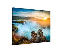 PICANOVA - Canvas Print 80x60 cm - Canvas Art Print Wall Art - Wall Decor Picture Stretched on Wooden Frame - Iceland Godafoss Waterfalls Collection