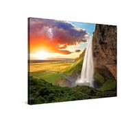 PICANOVA - Canvas Print 80x60 cm - Canvas Art Print Wall Art - Wall Decor Picture Stretched on Wooden Frame - Iceland Seljalandsfoss Waterfalls Collection