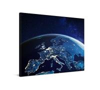 PICANOVA Map of Europe From Space 90x60cm - Premium Canvas Art Print - Stretched Picture on Wood Frame as Gallery Artwork - World Map Collection