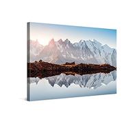 PICANOVA -Monte Bianco Alps Mountain Lake Chesery 120x80cm - Premium Canvas Art Print - Canvas Print Wall Art Decor Picture Stretched on Wooden Frame as Gallery Artwork -Mountains Collection