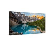 PICANOVA - Mountain Lake Moraine 100x50cm - Premium Canvas Art Print - Canvas Print Wall Art Decor Picture Stretched on Wooden Frame as Gallery Artwork - Mountains Collection