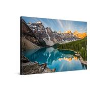 PICANOVA - Mountain Lake Moraine 120x80cm - Premium Canvas Art Print - Canvas Print Wall Art Decor Picture Stretched on Wooden Frame as Gallery Artwork - Mountains Collection