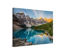 PICANOVA - Mountain Lake Moraine 80x60cm - Premium Canvas Art Print - Canvas Print Wall Art Decor Picture Stretched on Wooden Frame as Gallery Artwork - Mountains Collection