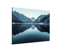 PICANOVA - Mountain Lake Plansee 100x75cm - Premium Canvas Art Print - Canvas Print Wall Art Decor Picture Stretched on Wooden Frame as Gallery Artwork - Mountains Collection