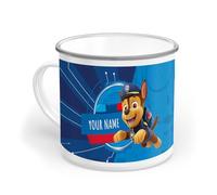 PICANOVA PAW Patrol Chase Personalised Enamel Mug - Paw Patrol Cup with Name - Custom Kids Cup - Durable Children’s Mugs for Hot & Cold Drinks - 300ml Toddler Mug