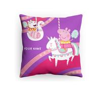 PICANOVA - Peppa Pig Custom Pillow - Cushion with Name - Customized Printed Text - Decorative Throw Pillow for Kids - Soft and Cozy Cushion with Filling - Lucy Locke - 40x40cm