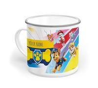 PICANOVA Personalised PAW Patrol Team Enamel Mug - 300ml Toddler Mug & Paw Patrol Cup with Name - Durable Children’s Mugs for Hot & Cold Drinks - Custom Kids Cup