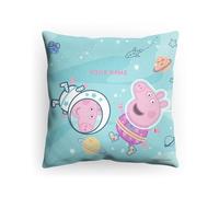 PICANOVA - Pillow Peppa Pig - Cushion with Name - Customized Printed Text - Decorative Throw Pillow for Kids - Soft and Cozy Cushion with Filling - George Astronauts - 40x40cm