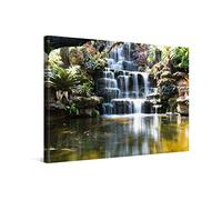 PICANOVA - Waterfall Canvas Art Print 120x80 cm - Premium Wall Art - Large Wall Decor Picture Stretched on Wooden Frame - Japanese Garden Waterfalls Collection