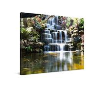 PICANOVA - Waterfall Canvas Print 100x75 cm - Premium Wall Art -Large Wall Decor Picture Stretched on Wooden Frame - Japanese Garden Waterfalls Collection