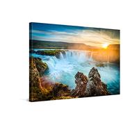 PICANOVA - Waterfall Canvas Print 60x40 cm - Premium Wall Art - Wall Decor Picture Stretched on Wooden Frame - Iceland Godafoss Waterfalls Collection