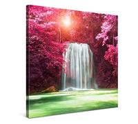 PICANOVA - Waterfall Canvas Print 80x80 cm - Premium Wall Art - Wall Decor Picture Stretched on Wooden Frame - Thailand Erawan Park Waterfall Waterfalls Collection