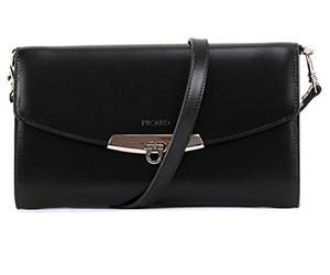 Picard Dolce Vita Women's Evening Bag Made of Cowhide Leather Small with Folding Lock Evening Bag Everyday Evening Going Out, Black (Black), 23x12x3 cm (B x H x T)