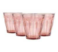 Picardie Glass Tumbler Set - 250ml - 4pc - Rose - Glass Water Wine Whisky Gin Juice Cocktail Drinking Glassware Cup Set