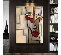 Picasso Classical Art Paintings Print on Canvas Art Posters and Prints Abstract Famous Wall Art Pictures Living Room 60x80cm(24x31inch) with-Golden-Frame