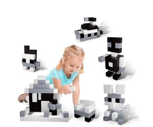 Picasso Cubes 1” Magnetic Puzzle Cube 101 pcs Black and White Magnet Construction Building Block Set Sensory Toy Early Education STEM Learning, Free Ideabook with 53 Ideas, Children Age 3+ Boy Girl