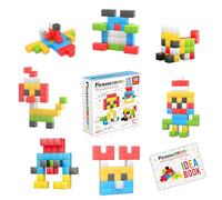 Picasso Cubes Kids Pixel 1” Magnetic Puzzle Cube Mix & Match w/Free Ideabook Sensory Toys STEAM Learning Building Block Magnets Construction Toy Set Stacking Magnet Creative Kit