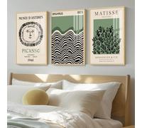 Picasso Matisse Bauhaus Canvas Wall Art Prints Set of 3 Sage Green Modern Minimalist Large Wall Decor Picture Aesthetic Art Paintings Posters for Gallery Bedroom Living Room Decor 16x24 inch Unframed