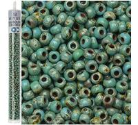 Picasso Sea Foam Green Matte Glass Seed Beads 22g 8/0 94514