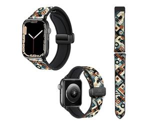 Picasso Silicone and Genuine Leather Watch Strap for Apple Iwatch 22 mm (38/40/41/42/44/45 mm)