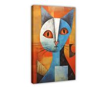 Picasso Style Cats Abstract Art Unique Feline Wall Décor Modern Poster for Cat Lovers Creative Living Room Bedroom Or Studio Accent Piece-1