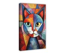 Picasso Style Cats Abstract Feline Art Colorful Cat Lovers Wall Décor Unique Modern Poster for Living Room Bedroom Studio Or Creative Spaces-1