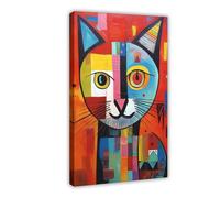 Picasso Style Cats Print Abstract Feline Art Modern Cat Lovers Wall Décor Unique Poster for Living Room Bedroom Studio Or Creative Spaces-1