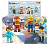 Picasso Toys Magnetic Action Figures 4 Piece City Builder Character for Magnet Building Block Tiles Expansion Pack Construction Toddler Toy Educational STEM Learning Pretend Playset Age 3 and up PTA18