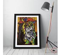 Picasso Weeping Woman Red Purple Framed Wall Art Picture Print - A4 - Black Frame