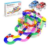 PicassoTiles 100 Piece Magnetic Race Track, STEM Building Toy for Ages 3+