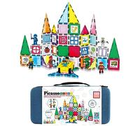 PicassoTiles 100pc Magnet Tile Construction Building Block Set with Carry Case Car Base Magnetic 8pc Characters Whiteboard Markers Idea Book Magnetized Toy Kit Playset Kids STEM Learning Age 3+ PB01