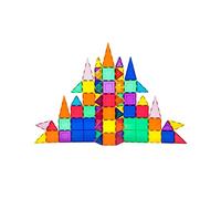 PicassoTiles 101 Piece Magnetic Building Block 101pc Set Magnet Tile Construction Toy Educational Kit 3D Engineering STEM Learning Playset Child Brain Development Stacking Blocks Playboards PT101