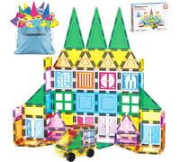 PicassoTiles 101 Piece Magnetic Tile Building Blocks Set with Durable Storage Bag STEM Educational Construction Magnet Toy Kit for Toddlers Preschool Kids Boys Girls Age 3 Plus Indoor Learning PT06
