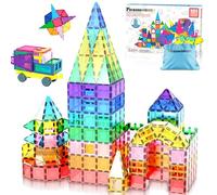 PicassoTiles 101pc Magnetic Tile Building Blocks with Car Base Drawstring Carry Toy Storage Bag Magnetized Block for Kids Magnet ToySet Educational STEM Learning Child Brain Development Ages 3+ PC101