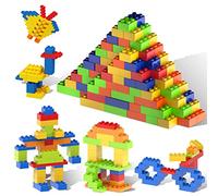 PicassoTiles 200 Piece Large Construction Brick Building Blocks STEM Bricks Toy Set Creative Learning Early Education Playset 5 Colors 4 Unique Shapes Mix & Match Toys for Kids Boys Girls Child Age 3+