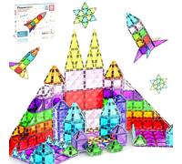PicassoTiles 30 Piece Magnetic Building Blocks Mini Diamond Series Travel Size On-the-Go Age 3+ Magnet Construction Toy Set STEM Learning Kit Education Playset Child Brain Development