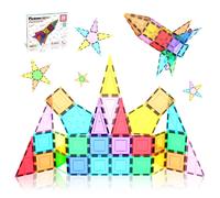 PicassoTiles 32 Piece Magnetic Building Block Rocket Booster Theme Set Magnet Co