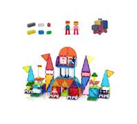 PicassoTiles 333pcs Magnetic Brick Tile and Magnetic Tile Combo Set, Action Figures included, Building Blocks STEM Toys, Educational Montessori Preschool Toddler classroom learning toys, Kids activity