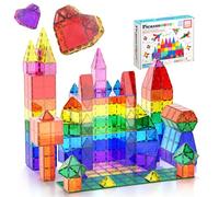 PicassoTiles 60 Piece Set 60pcs Magnet Building Tiles Clear Magnetic 3D Blocks Construction Playboards - Creativity beyond Imagination, Inspirational, Recreational, Educational, Conventional