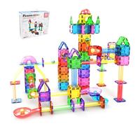 PicassoTiles 70 PCs Marble Run Maze Race Track Magnetic Tiles Magnet Building Block Educational Construction Toy Playset STEM Learning Kit Child Brain Development Hand Eye Coordination Training PTG70
