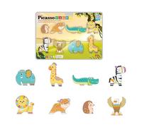 PicassoTiles Magnet Building Blocks 8 Safari Animal Magnetized Action Figures Compatible with Magnetic Assembly Build Tile Toys Accessory Toyset STEAM Educational Learning Girls Boys Ages 3+ PTA22